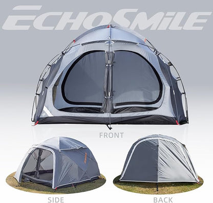 EchoSmile Tents for Camping, Waterproof Windproof Tent with Multi-Pole, 3-5 Person Spacious Dome Tent with Expandable Space for Shoes, Packs & Wet Items, Easy Setup Tent for Camping & Hiking