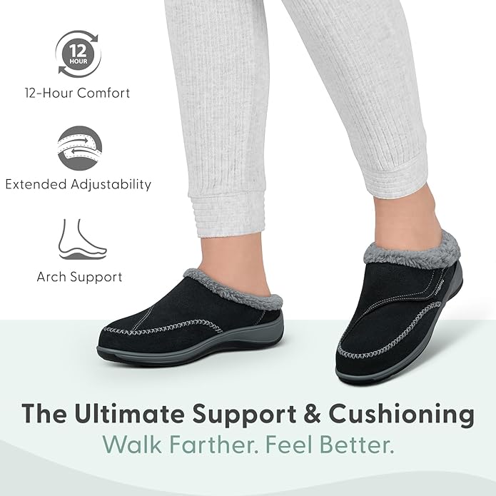 Orthofeet Women's Orthopedic Faux Fur Lined Charlotte Slippers