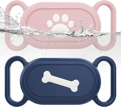 Waterproof Silicone Case Holder for Galaxy Smarttag2, 2 Pack Pet Dog Cat Collars, Anti-Lost Scratch Resistant Holder Accessory Protective Cover for Samsung Galaxy Smart tag2 (Pink/Blue)