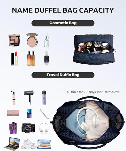 Initial Personalized Travel Bag with Shoulder Strap, Wet Pocket, Makeup Bag Gift for Women (Letter Y)