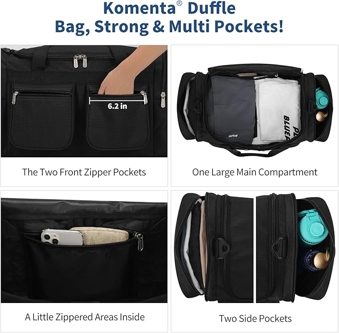 Duffle Bag for Weekender Travel - 20 inch Sport Duffel Bag for Gym Traveling (Black)