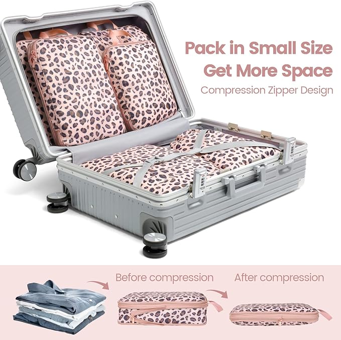 Cambond Compression Packing Cubes for Travel Women - Expandable Travel Bags Luggage Organizers Travel Essentials Compression Cubes for Travel Carry on Suitcases Organizer