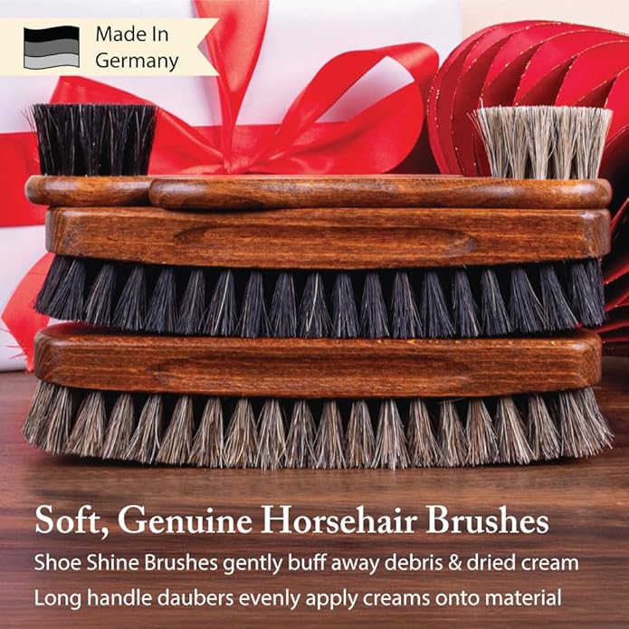 FootFitter Beech Wood Valet Box, Premium Shoe Shine Organizer with Classic Storage for Polish, Brushes, Cloths & Tools