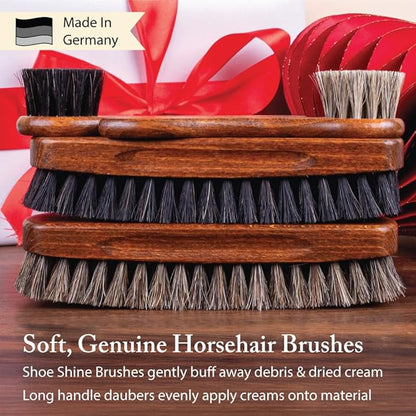 FootFitter Beech Wood Valet Box, Premium Shoe Shine Organizer with Classic Storage for Polish, Brushes, Cloths & Tools