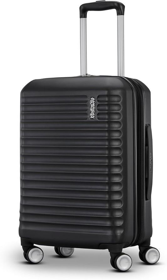 American Tourister Stratum 3.0 Carry-On Spinner, Airline Approved, Durable Hardside Luggage, Expands 1.5", RightHeight™ Adjustable Handle, Black