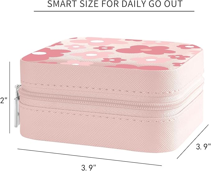 MAYCARI Jewelry Box with Cute Pink Floral Pattern Design, PU Leather Jewelry Travel Organizer Case-Rings/Earrings/Necklace Storage Box for Women Birthday Mom Friends Her Bridesmaids Girls s