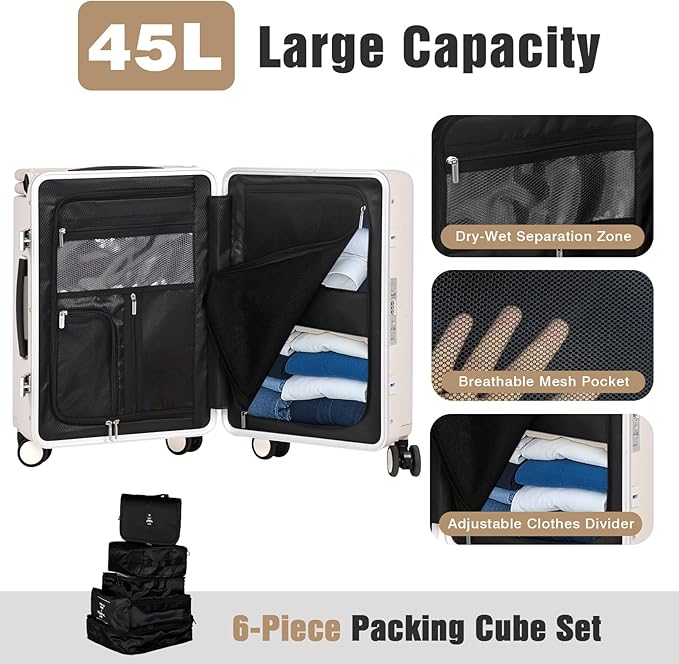Kids Ride-On Luggage with Adjustable Safety Seat, 20 Inch Carry On Suitcase with 360° Silent Wheels, Cup & Tablet Holder, TSA Lock, For Toddlers to Adults, 200lbs Support, Lightweight Travel Suitcase