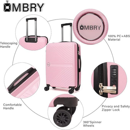 Luggage Set 3 Pieces -Suitcase Set - Carry on Luggage with Wheels - Check-in Luggage - PC + ABS Durable Suitcase Rotating Silent Wheels 3-Piece 20/24/28 Pink