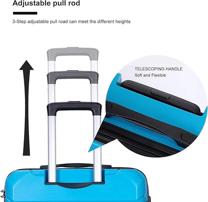 Luggage Sets Wear-Resistance Hardside Lightweight Suitcase Double Spinner Wheels, TSA Lock,Two Hooks, Scratch-resistant Carry-on,3 Piece Set(20inch 24inch 28inch) (Light Blue)
