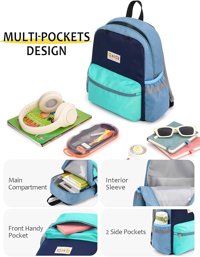 Toddler Backpack for Boys Girls 2-5, Kids Preschool Backpack, 13inch Little Kids Backpack Daycare School Bookbag for Kindergarten Elementary School Travel,Mint Blue