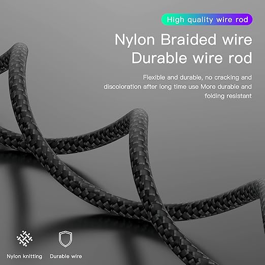 USB-C Cable 3A Fast Charging, 3-Pack 3ft USB A to Type C Charge Nylon Braided Cord for Type-C Devices - Black