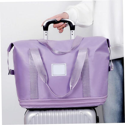 Rolling Duffle Bag with Wheels and Handle, Expandable Foldable Luggage Bag Purple