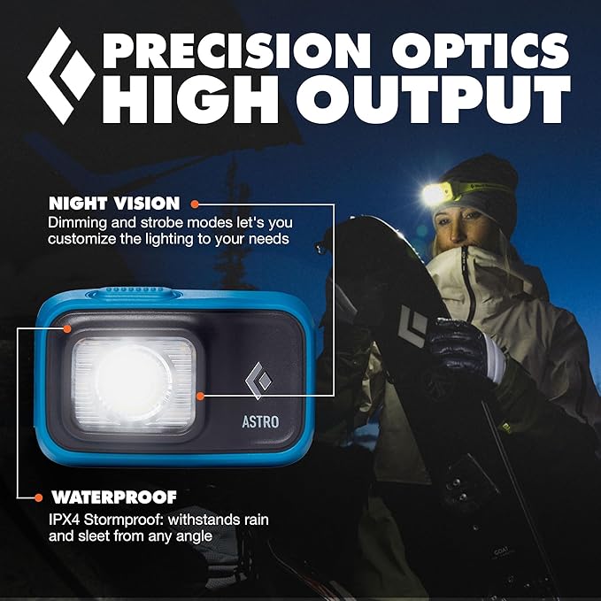 BLACK DIAMOND Astro 300 Headlamp | 300 Lumens Brightness | 3X AAA Battery Operated (Included) | Compact & Lightweight | Azul