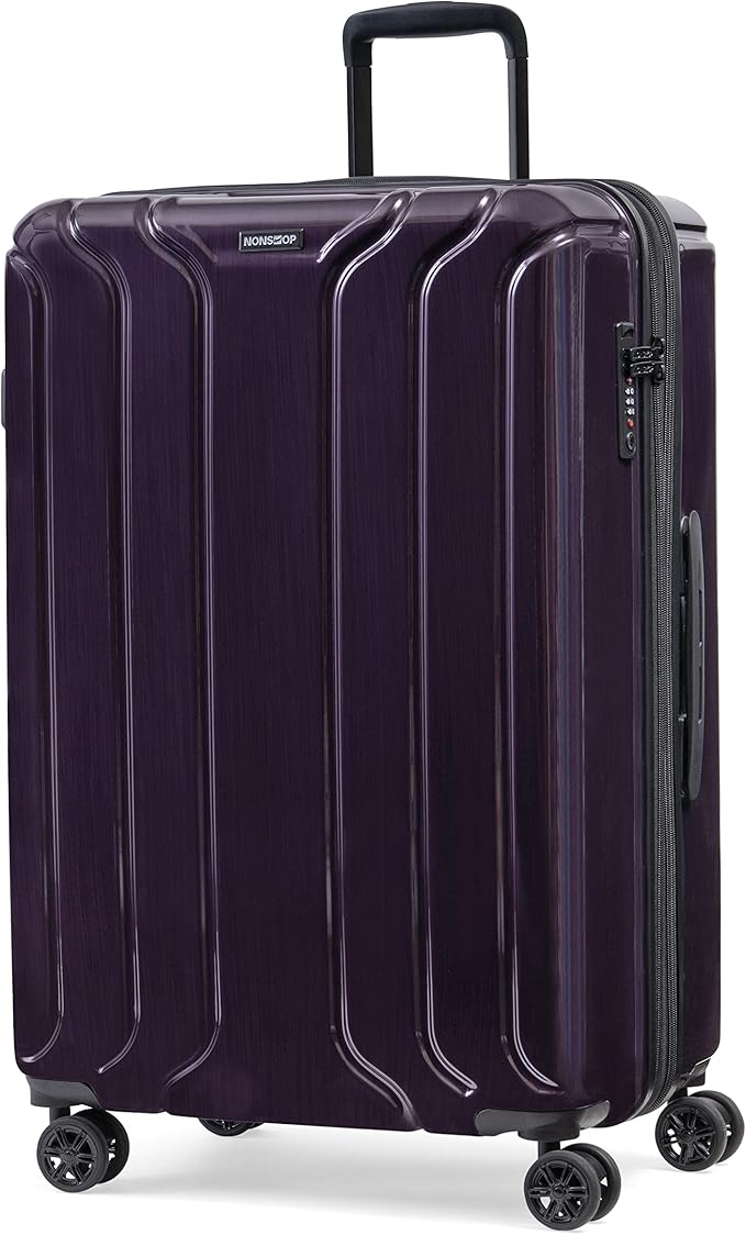 NONSTOP New York Elite Luggage Expandable Lightweight Spinner Wheels hard side shell Travel Suitcase Set, TSA Lock, Double USB Port, 3 packing cubes, Plum, 3-piece Set (20/24/28)
