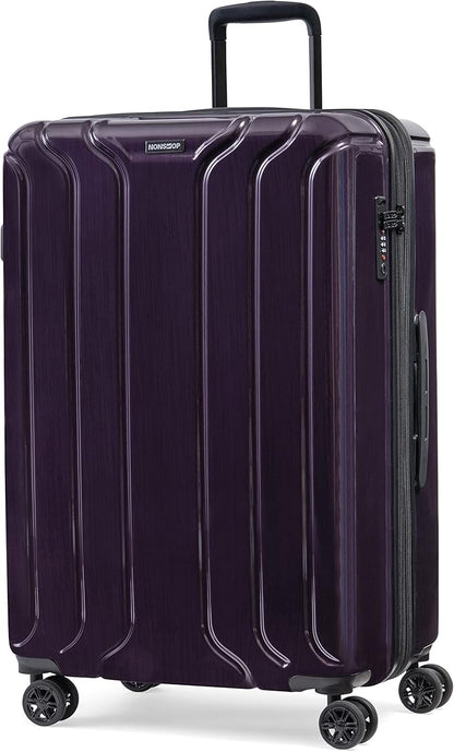 NONSTOP New York Elite Luggage Expandable Lightweight Spinner Wheels hard side shell Travel Suitcase Set, TSA Lock, Double USB Port, 3 packing cubes, Plum, 3-piece Set (20/24/28)