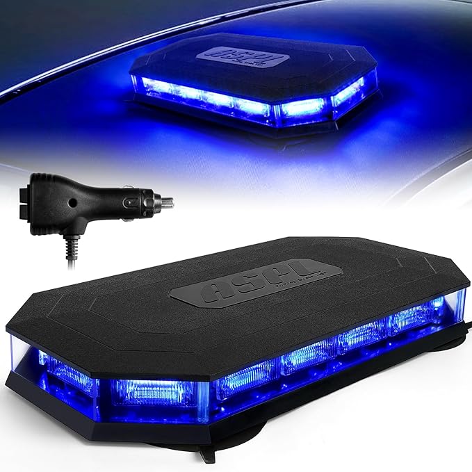 ASPL 16.5 Inch Roof Top Beacon Emergency Strobe Light 56 LED Magnetic Warning Caution lights bar Traffic Hazard Plow Light for Trucks Vehicles Construction Snowplow (Blue)