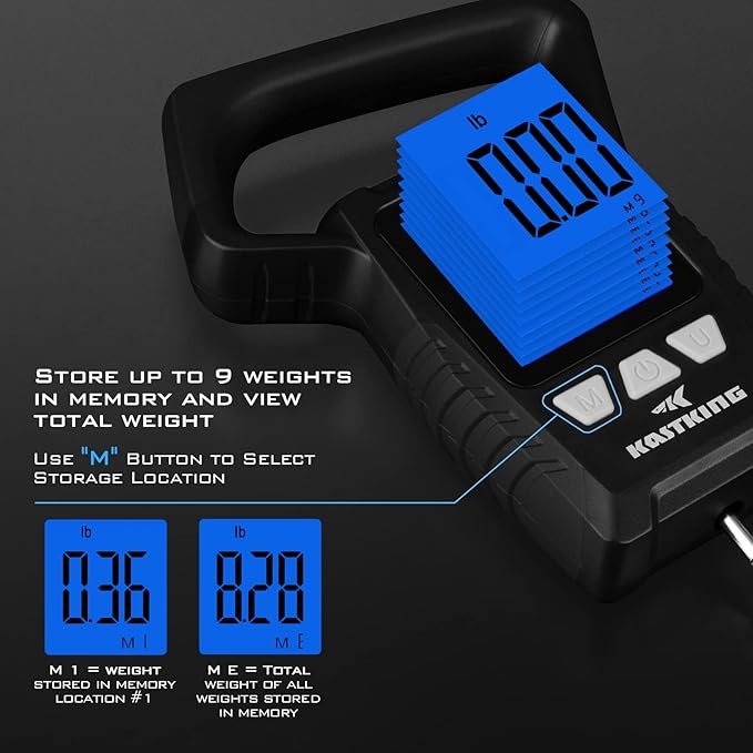 KastKing Fish Scale, WideView Floating Waterproof Digital Scale, 2.5” Large LCD Display, 110lb Capacity, Multi-Mode Pound/Ounces & Kilograms, Stores up to 9 Weights, Fishing Gifts for Men