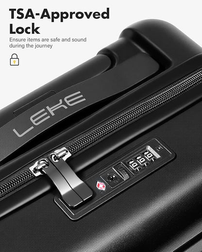 Lekesky Carry On Luggage 22x14x9 Airline Approved, 20 Inch Hard Shell Suitcase with TSA Lock, Lightweight Spinner Wheels Durable ABS Carry-On for Travel Weekend Trips Men Women, Black