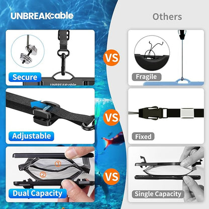 UNBREAKcable IPX8 Waterproof Phone Pouch 2-Pack, Double Space Waterproof Phone Case for iPhone 15 16 17 Pro Max up to 7", Cellphone Dry Bag with Lanyard for Beach Kayak Cruise Travel Essentials