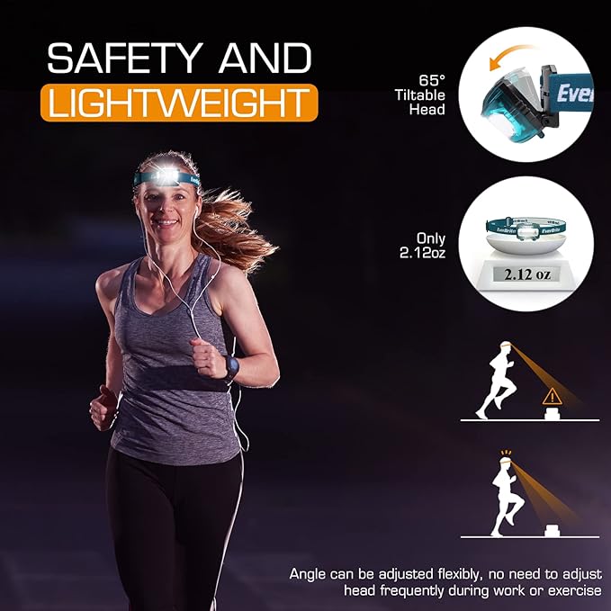 EverBrite Headlamp, 2 Pack Kids Headlamp with Red Light and Memory Function, Head Lamp for Adults and Kids with 5 Modes, Bright Headlamps for Camping, Running, Christmas Gifts, Batteries Included
