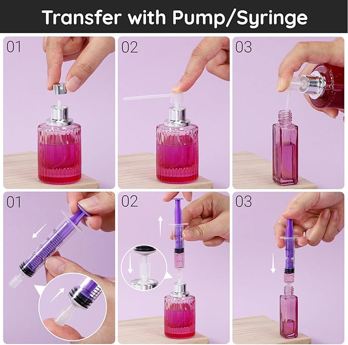 Segbeauty 8pcs 5ml Perfume Refill Tool Kit, Perfume Funnel Refill Dispenser Pump Dropper for Sprayer Atomizer, Plastic Purple Decants for Perfumes Transfer Tool Set 0.17oz, Cologne Making Kit Supplies