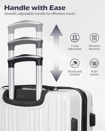 Coolife Luggage Expandable(only 28") Suitcase PC+ABS Spinner 20in 24in 28in Carry on (green new, 5 piece set)