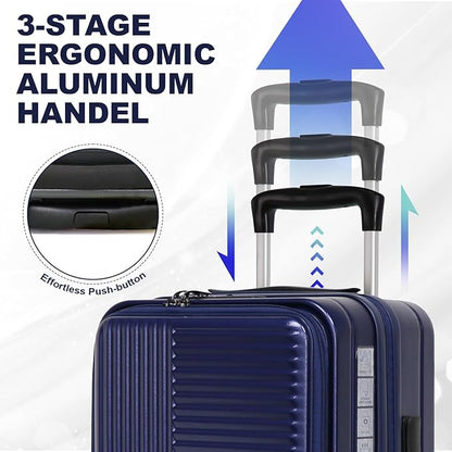 Merax Luggage Sets 3 Piece,Front Open PC Hardshell Expandable Carry on Suitcase with Spinner Wheels and TSA Lock,Lightweight 20in/24in/28in Luggage,Aqua Blue