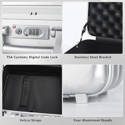 Metal Combination TSA Lock Briefcase Aluminum Brief Case Metal Toolbox Cash Case 15.6 Inch Notebook Briefcase with Removable Foam (Silver 18.1X13.8X4.5 Inch)