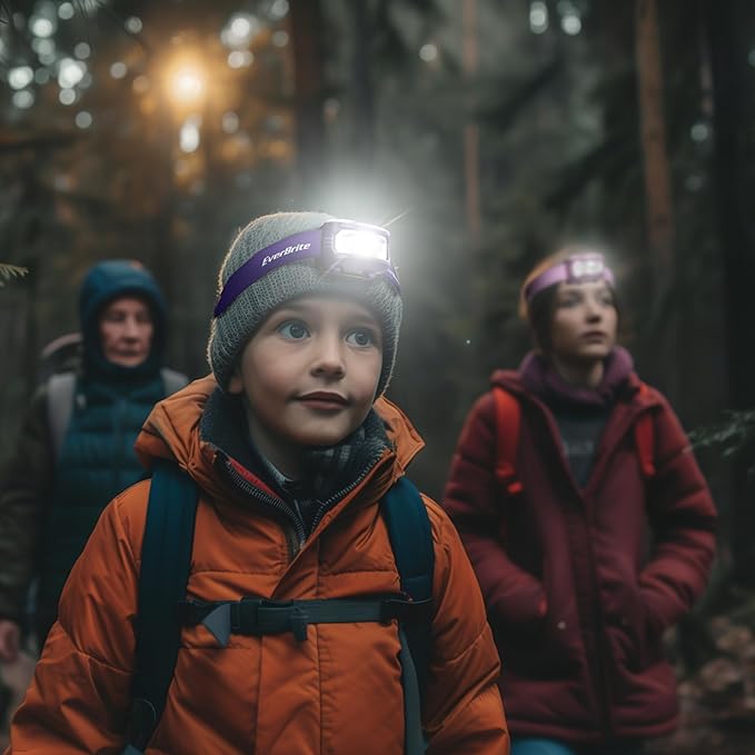 EverBrite Headlamp, 5 Pack Kids Headlamp with Red Light and Memory Function, Head Lamp for Adults and Kids with 5 Modes, Bright Headlamps for Camping, Running, Christmas Gifts, Batteries Included