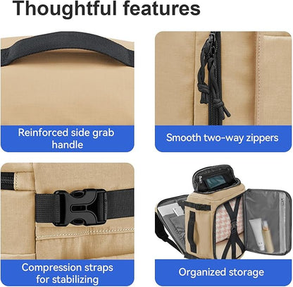 Carry On Travel Backpack with Shoe Compartment Flight Approved Laptop Backpack Expandable Work Business Backpack for Women Men Casual Daypack, Khaki