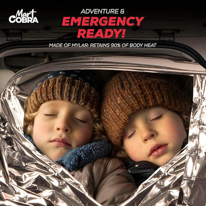 Emergency Blanket 4-Pack Space Mylar Blankets Survival Gear and Supplies Reusable Thermal Camping Hunting Essentials First Aid Car Backpacking Marathon Kit Prepper Go Rave Bug Out Bag Foil Cold Winter