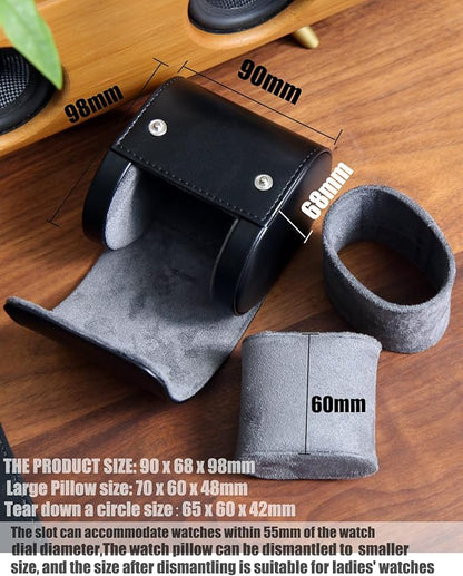 Watch Roll Travel Case for Men and Women with Suede Lining Watch Display Box Single Watch Storage and Organizer (Black)