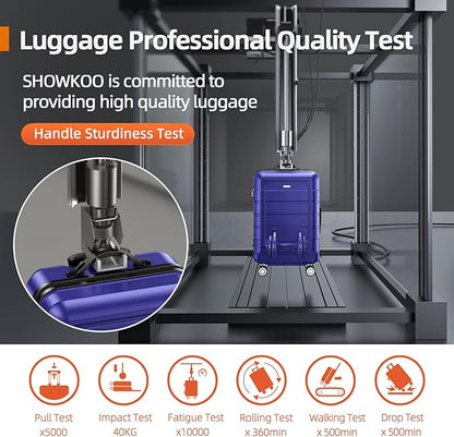 SHOWKOO Luggage Sets Expandable PC+ABS Durable Suitcase Sets Double Wheels TSA Lock 4 Piece Luggage Set Royal Blue