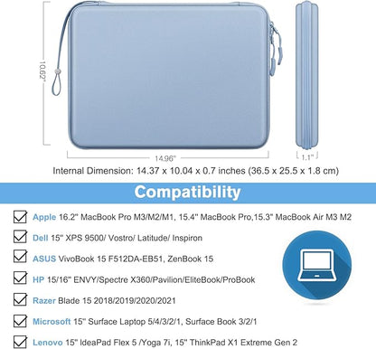 FINPAC Hard Laptop Sleeve Case for 15.3 inch MacBook Air M4 A3241 M3 A3114 M2 A2941 2025 2024, 16.2 inch MacBook Pro M4/M3/M2/M1 Pro/Max, Waterproof Case for Surface Laptop/Book, Ice Blue