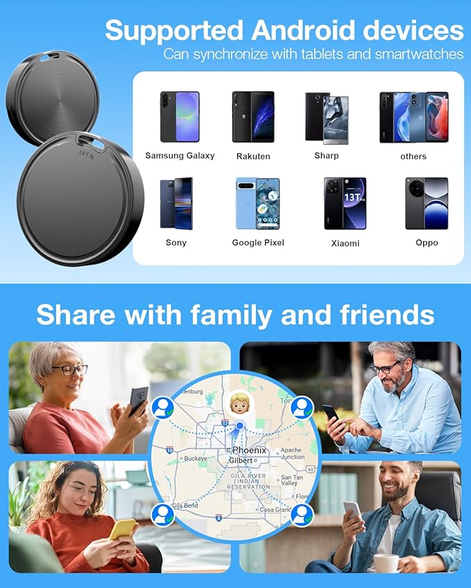 Air Tags for Android,Air Tags-2 Pack Android,Air Tracker Tags with 2 Case,2 Year Battery Life,Google Find Trackers for Google'S Find Hub App,IP65 Waterproof Luggage Tracker Tags for Keys,Suitcases