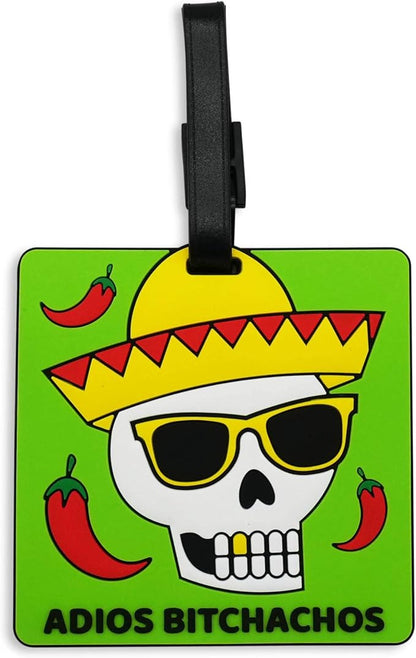 Funny Luggage Tag – Hilarious Travel ID Tag with Sarcastic Saying – Durable & Easy to Spot Suitcase Tag for Men, Women, Frequent Flyers, or Gag Gift for Travelers - Adios Bitchachos