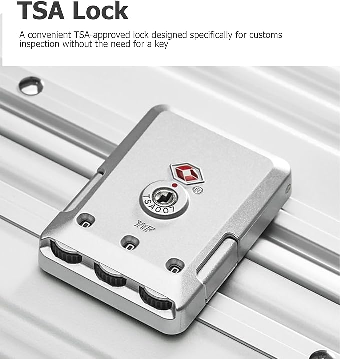 feilario 20in Aluminium Frame Zipperless PC Hard Shell Spinner Wheels Luggage, Built-In TSA lock Carry on Suitcase, with Cup Holder, USB Port, Phone Holder