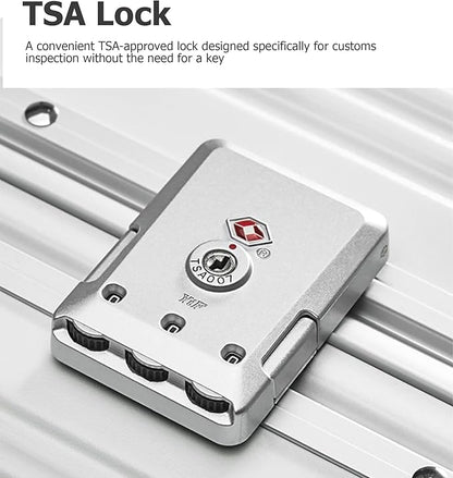 feilario 20in Aluminium Frame Zipperless PC Hard Shell Spinner Wheels Luggage, Built-In TSA lock Carry on Suitcase, with Cup Holder, USB Port, Phone Holder