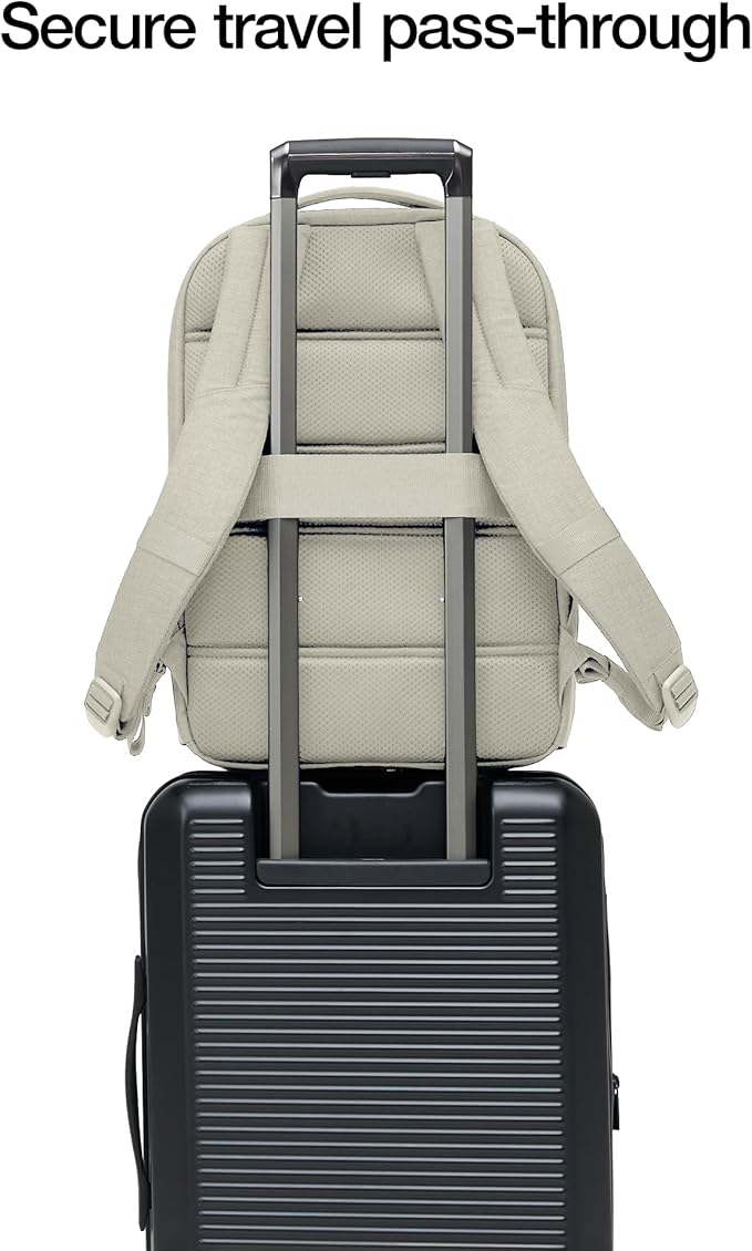 Incase Crosstown Backpack – 20L Everyday Laptop Backpack for Work, Travel – 16" Faux Fur Laptop Sleeve, External Front Pocket, Water Bottle Pockets, Travel Pass Through - Limestone