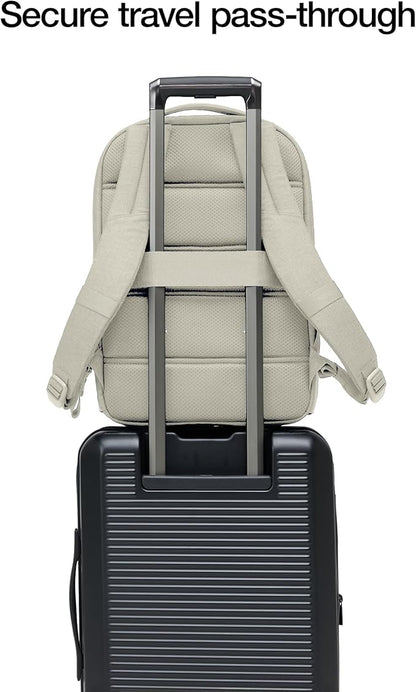 Incase Crosstown Backpack – 20L Everyday Laptop Backpack for Work, Travel – 16" Faux Fur Laptop Sleeve, External Front Pocket, Water Bottle Pockets, Travel Pass Through - Limestone
