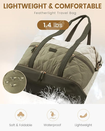 LOVEVOOK Travel Duffle Bag, Lightweight Weekender Bags for Women with Shoe Compartment, 40L Puffer Gym Bag Personal Item Travel Bag, Carry On Overnight Bags and Hospital Bag for Labor and Delivery