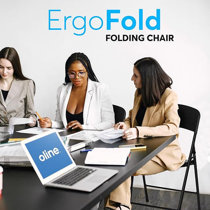 Oline Folding Chair, Indoor Outdoor Plastic Commercial Stackable Foldable Guest Chairs for Events Office Wedding Party Picnic Kitchen Dining, 350lb Capacity (Black, 2 Pack)