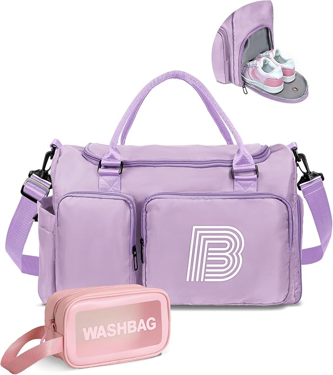 Gifts Teen Girl Gift, Initial Travel Duffle Bag, Duffel Bags, Personalized Weekender bags, Lilac purple-B