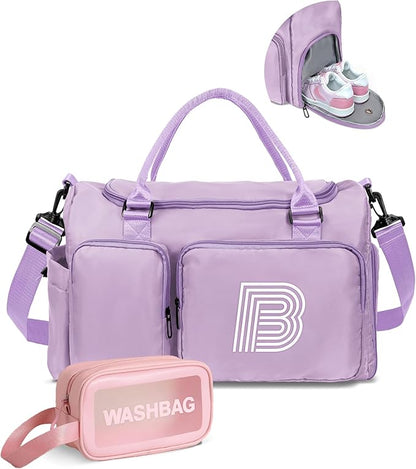 Gifts Teen Girl Gift, Initial Travel Duffle Bag, Duffel Bags, Personalized Weekender bags, Lilac purple-B