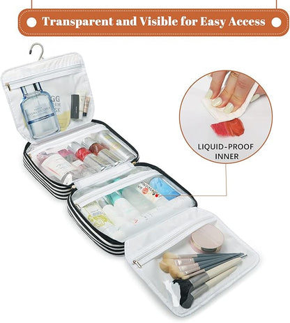 Bosidu Hanging Travel Toiletry Bag,Large Capacity Cosmetic Travel Toiletry Organizer for Women with 4 Compartments & 1 Sturdy Hook,Perfect for Travel/Daily Use/Christmas
