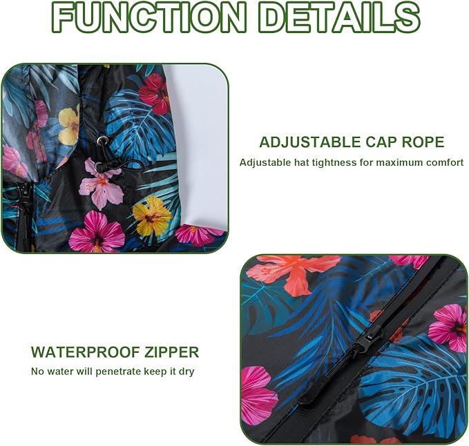Hooded Rain Ponchos for Adult - Rain Coat and Rain Jacket with Waterproof Pocket and Zipper