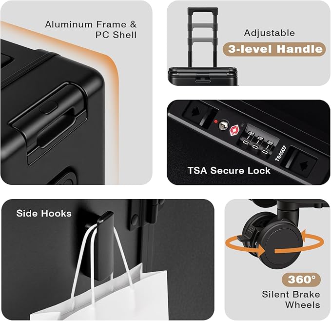 Kids Ride-On Luggage with Adjustable Safety Seat, 20 Inch Carry On Suitcase with 360° Silent Wheels, Cup & Tablet Holder, TSA Lock, For Toddlers to Adults, 200lbs Support, Lightweight Travel Suitcase