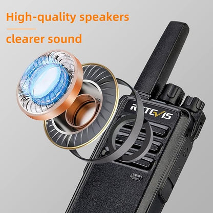 Retevis RT68 Two Way Radios with Earpiece, Heavy Duty Walkie Talkies for Adults, Compact 2 Way Radio Long Range Rechargeable with USB Charging Base, for Restaurant Church Security School (6 Pack)