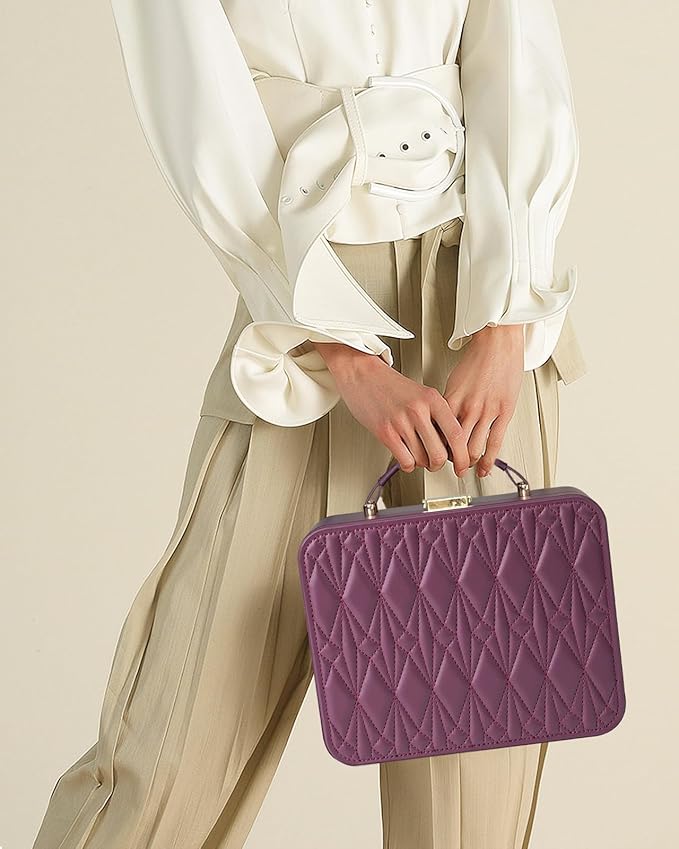 Jewelry Box for Women, Travel Jewelry Organizer Ladies Watch and Jewelry Case Travel Jewelry Case for Necklaces. (Burgundy Red)