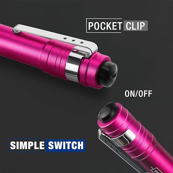WORKPRO LED Pen Light, Aluminum Pen Flashlights, Pocket Flashlight with Clip for Inspection, Emergency, Everyday, 2AAA Batteries Include, Pink(4-Pack)